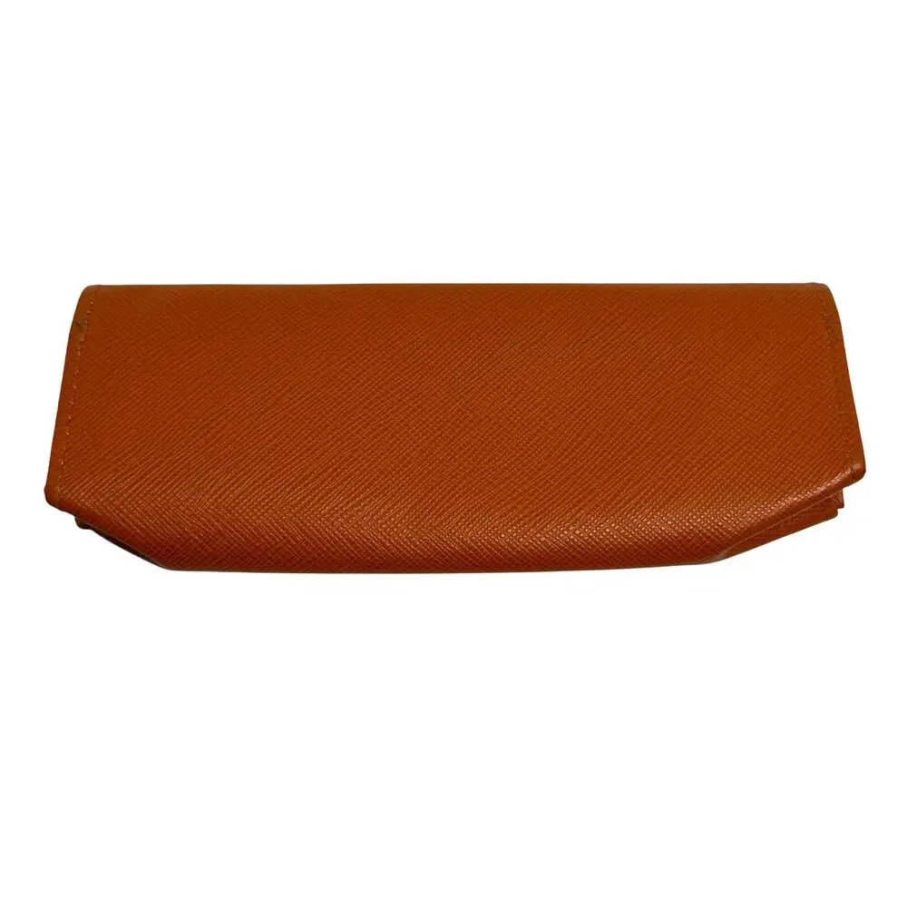 Tory Burch Mini Eyeglass Case Orange Logo Leather Readers Case